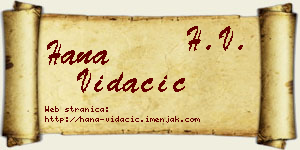 Hana Vidačić vizit kartica
